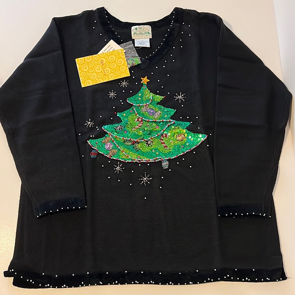 Quacker Factory Christmas Tree Sequin Sweater